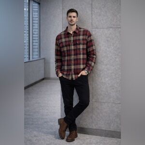 George Red and Black Plaid Men's Shirt